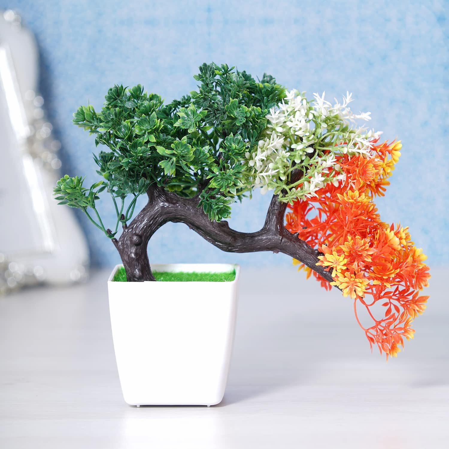 Dekorly Artificial Colourful Wild Bonsai Plants for Home Decor | Artificial Plants Outdoor, Plastic Plants for Home Office Desk Bathroom Bedroom (Multi-A)