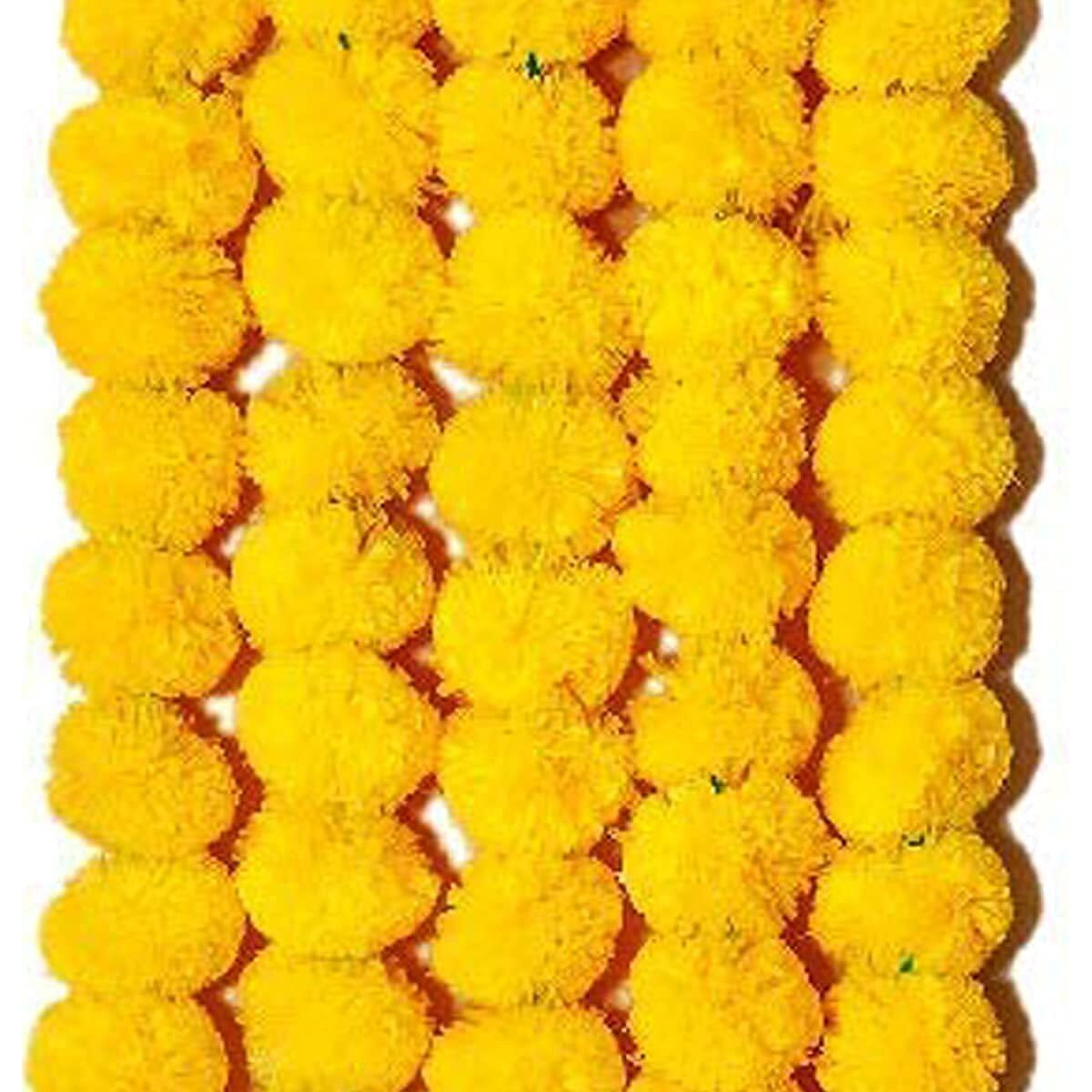 Daytoday Genda Phool Artificial Genda Phool Marigold Fluffy Long Handmade Fancy Backdrop Wall Decoration Home, Wedding, Festivals, Durga Pooja, Diwali, Ganesh Chaturthi Random Pack of 24