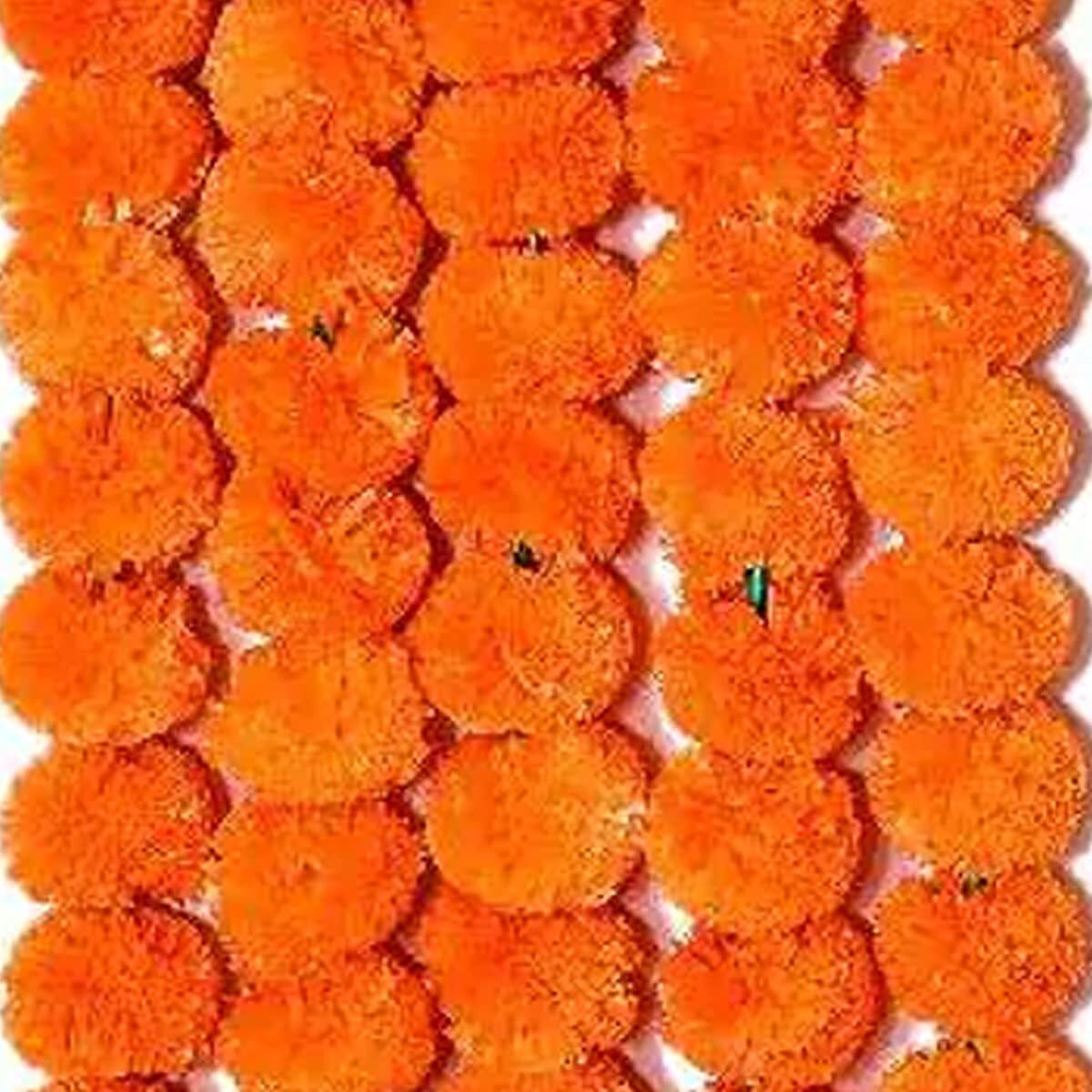 Daytoday Genda Phool Artificial Genda Phool Marigold Fluffy Long Handmade Fancy Backdrop Wall Decoration Home, Wedding, Festivals, Durga Pooja, Diwali, Ganesh Chaturthi Random Pack of 24