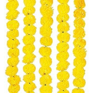 Critoanta Genda Phool Artificial Genda Phool Marigold Fluffy Long Handcraft Fancy Backdrop Wall Decoration Home, Wedding, Festivals, Durga Pooja, Diwali, Ganesh Chaturthi Random 30