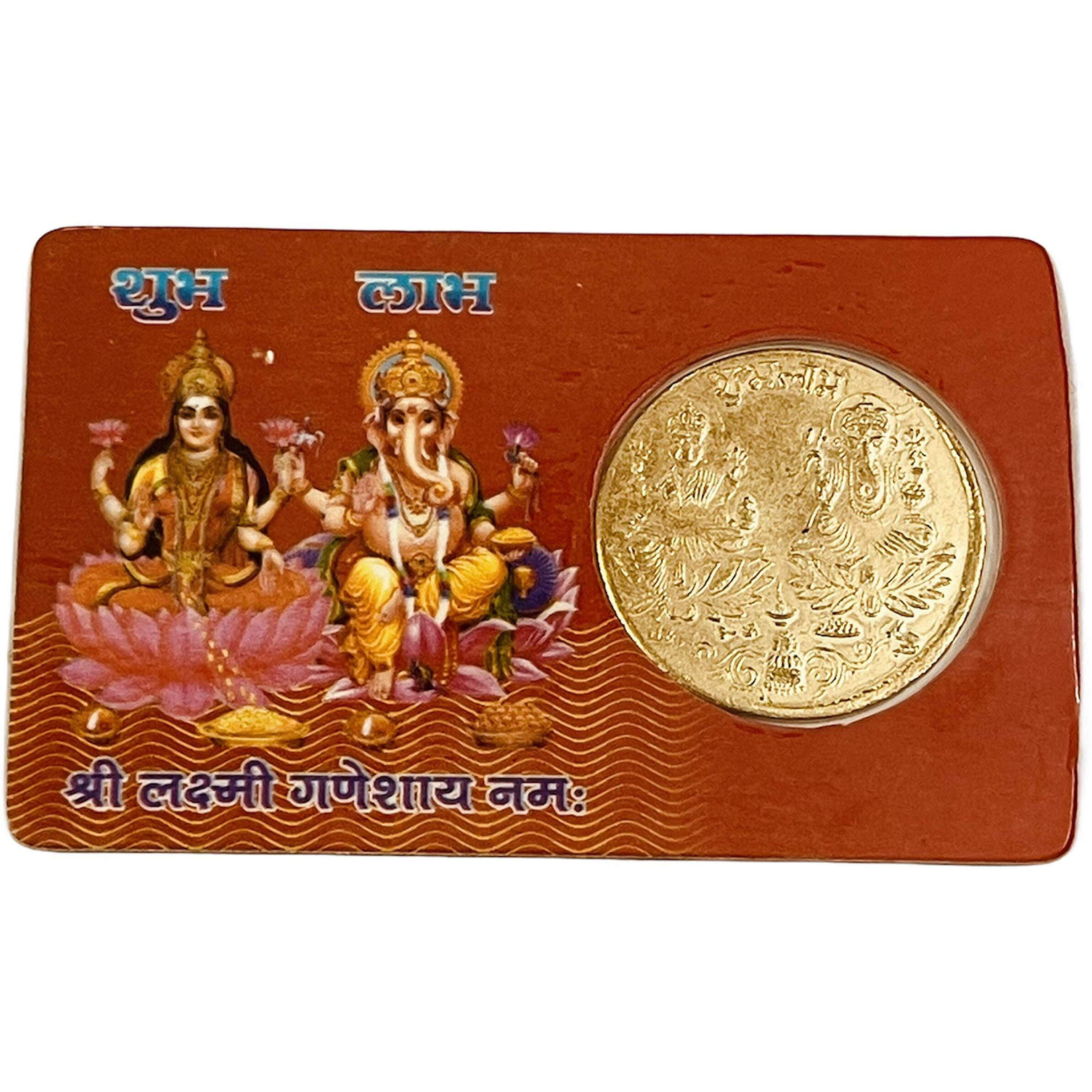 KRIWIN Laxmi Ganesh Coin (ATM Card Coin) for Wealth and Prosperity, Cash Box, Purse, Wallet