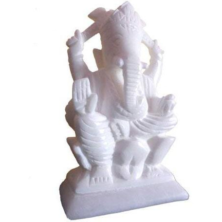 StonKraft Marble Action Ganesh Ganesha Statue Murti Idol (5 Left Trunk), White, Pack Of 1