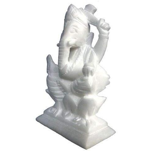 StonKraft Marble Action Ganesh Ganesha Statue Murti Idol (5 Left Trunk), White, Pack Of 1