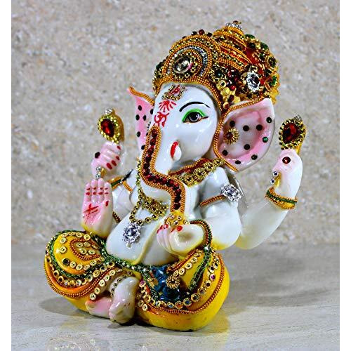 ESPLANADE Resin Ganesha Ganesh Ganapati Murti Idol Statue Sculpture - Multi-Colour - 9 Inches