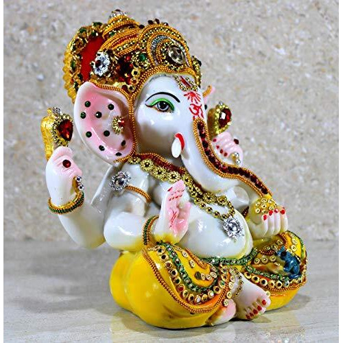 ESPLANADE Resin Ganesha Ganesh Ganapati Murti Idol Statue Sculpture - Multi-Colour - 9 Inches