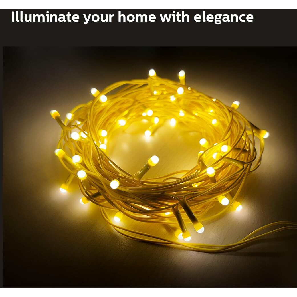 PHILIPS Starlit 12 Meter 72 LEDs String Light for Decoration | Decorative LED String Light | Warm White, Pack of 1,polycarbonate, for Diwali, Ganesh Chaturthi, Christmas decoration