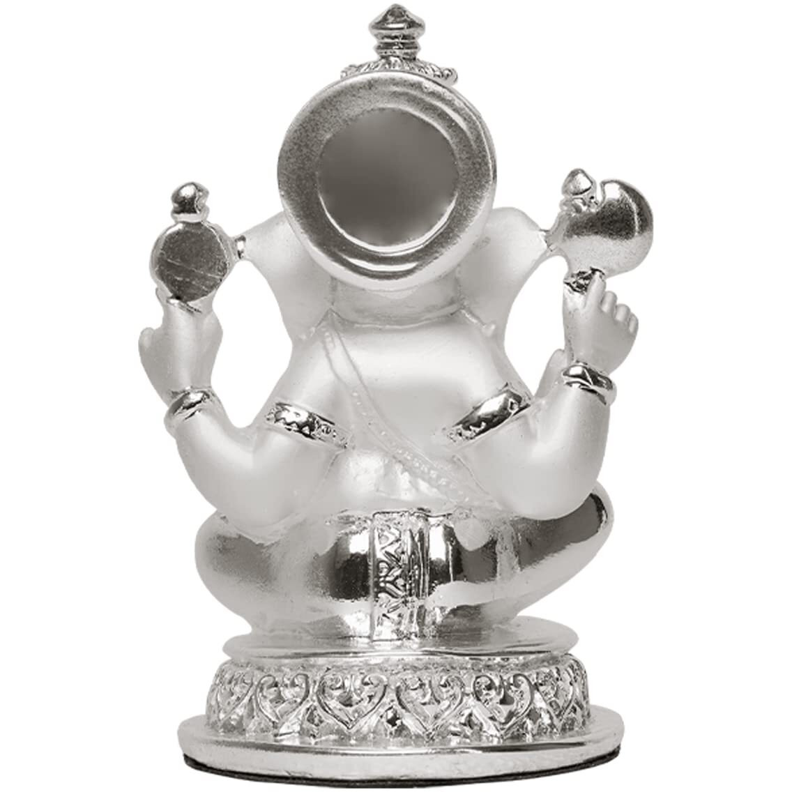 DIVINITI 999 Silver Plated Lord Ganesha Idol for Home Decor|Ganpati Statue for Tabletop, Office Desk, Temple|Religious Sculpture for Pooja, Worship, Gift (5.7 CM X 7 CM)