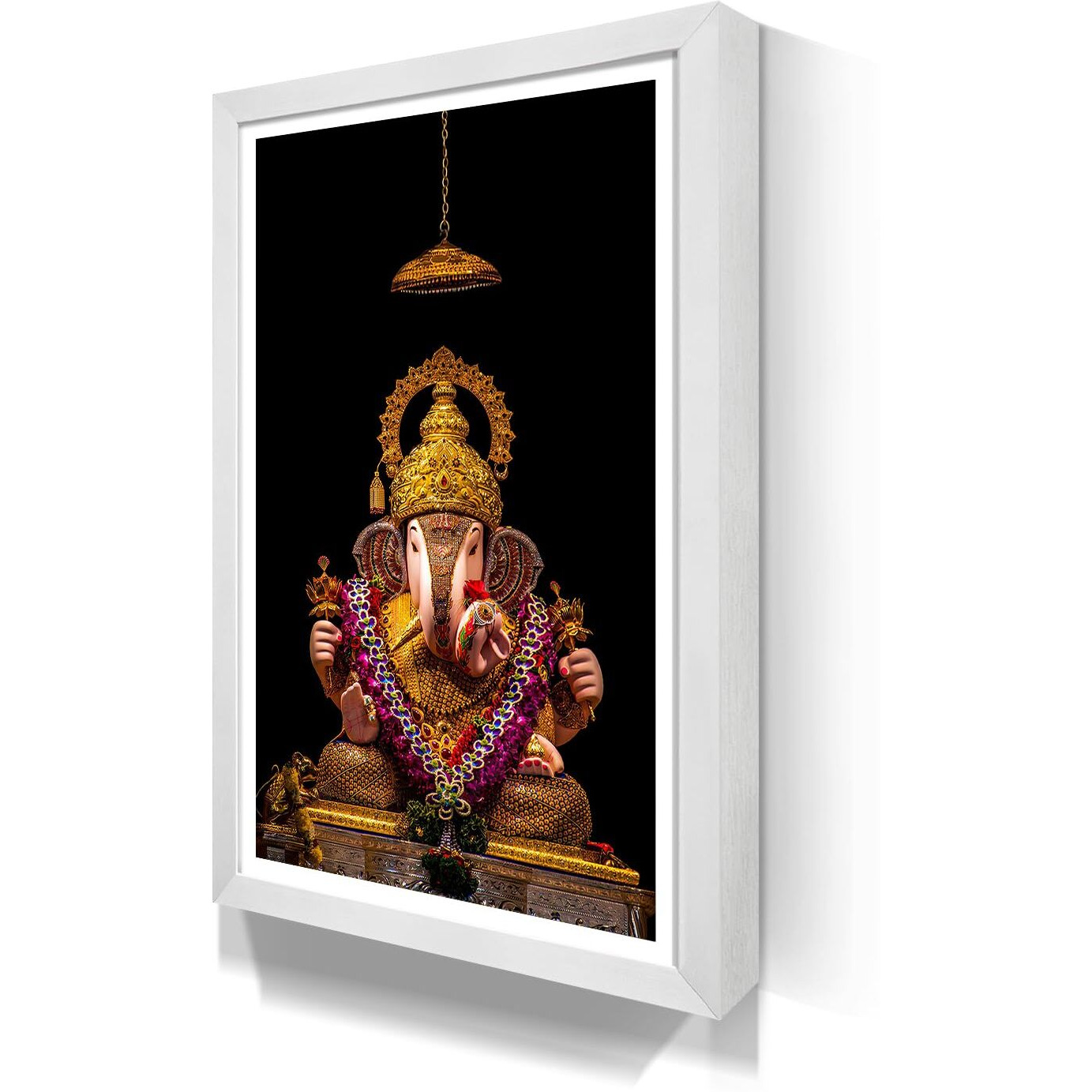 WhatsYourPrint Shrimant Dagdusheth Halwai Ganpati Pune Photo Frame (Size 13X19 inches, White Color Frame)