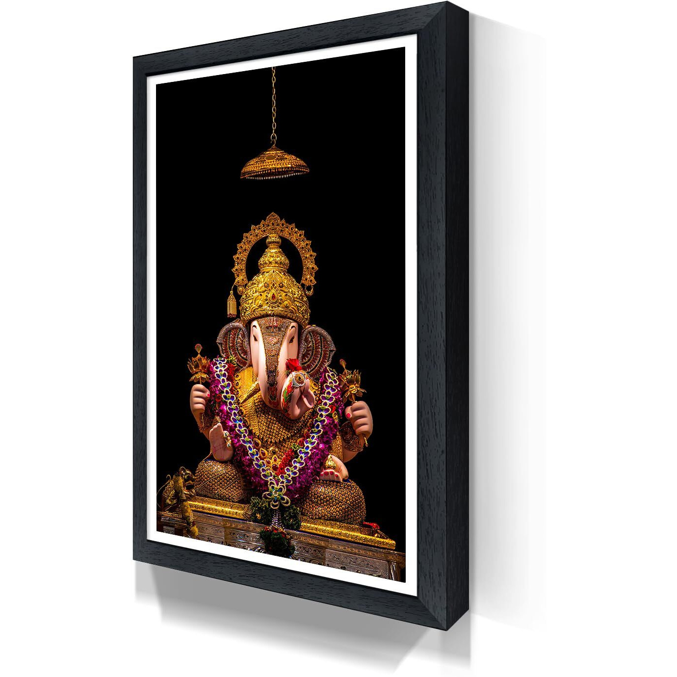 WhatsYourPrint Lord Ganesha Shrimant Dagdusheth Halwai Ganpati Pune Photo Frame for Home Decor (Size 8x12 inches, Black Color Frame)