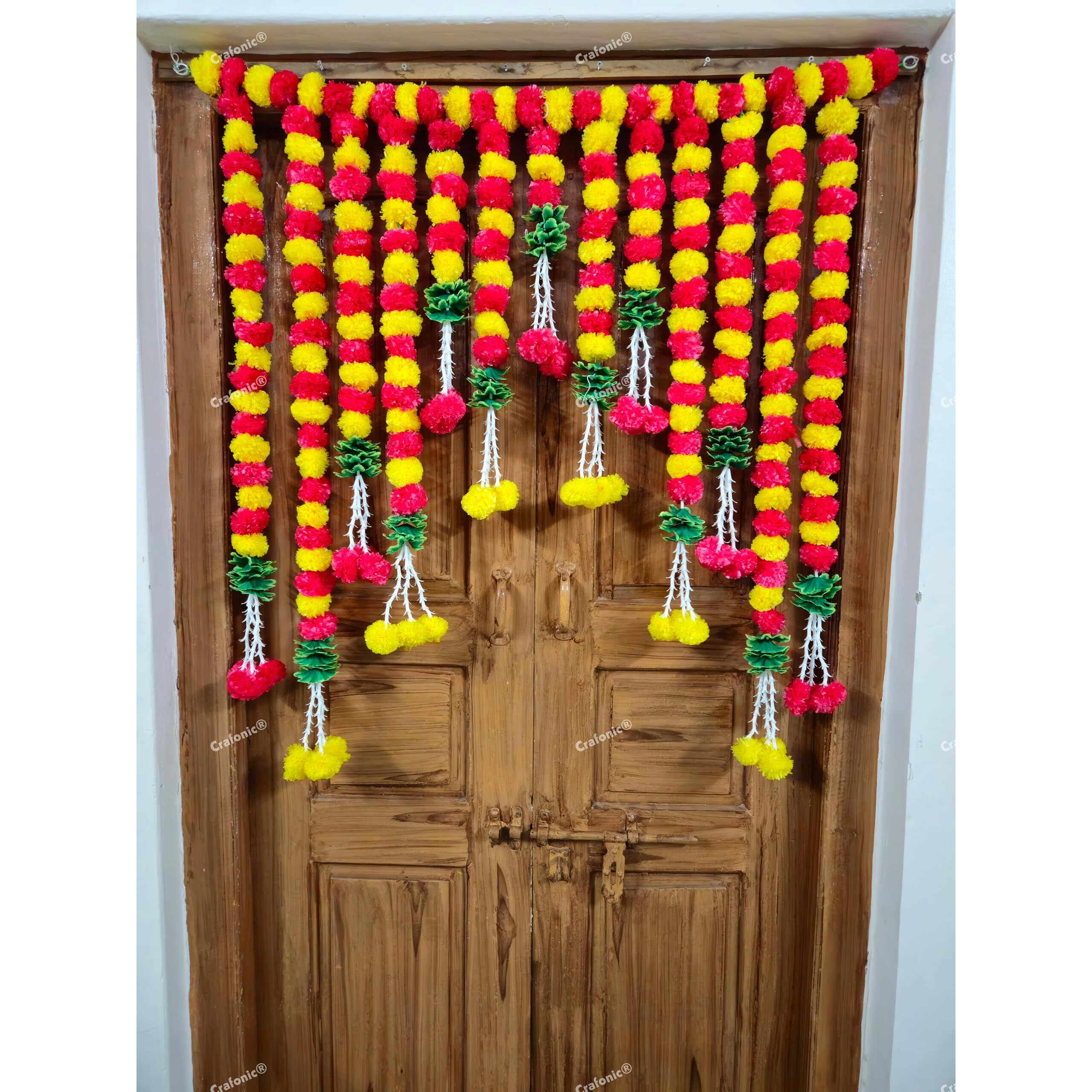 CRAFONIC Artificial flowers Garlands Toran,Door hangings| Toran for entrance door |Toran for home decoration |Temple Door Hangings for Home Office Functional Decor Diwali Ganpati Pooja Decorations