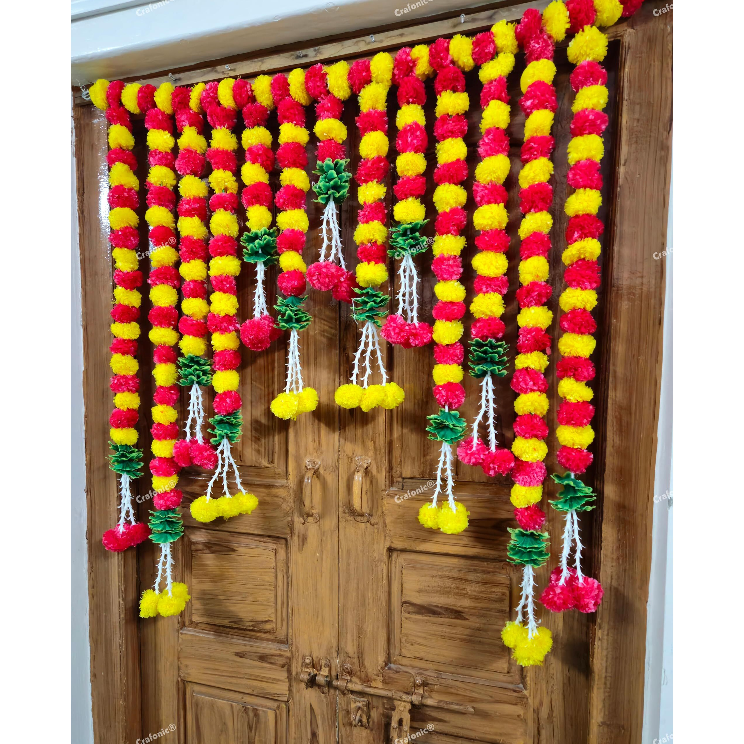 CRAFONIC Artificial flowers Garlands Toran,Door hangings| Toran for entrance door |Toran for home decoration |Temple Door Hangings for Home Office Functional Decor Diwali Ganpati Pooja Decorations