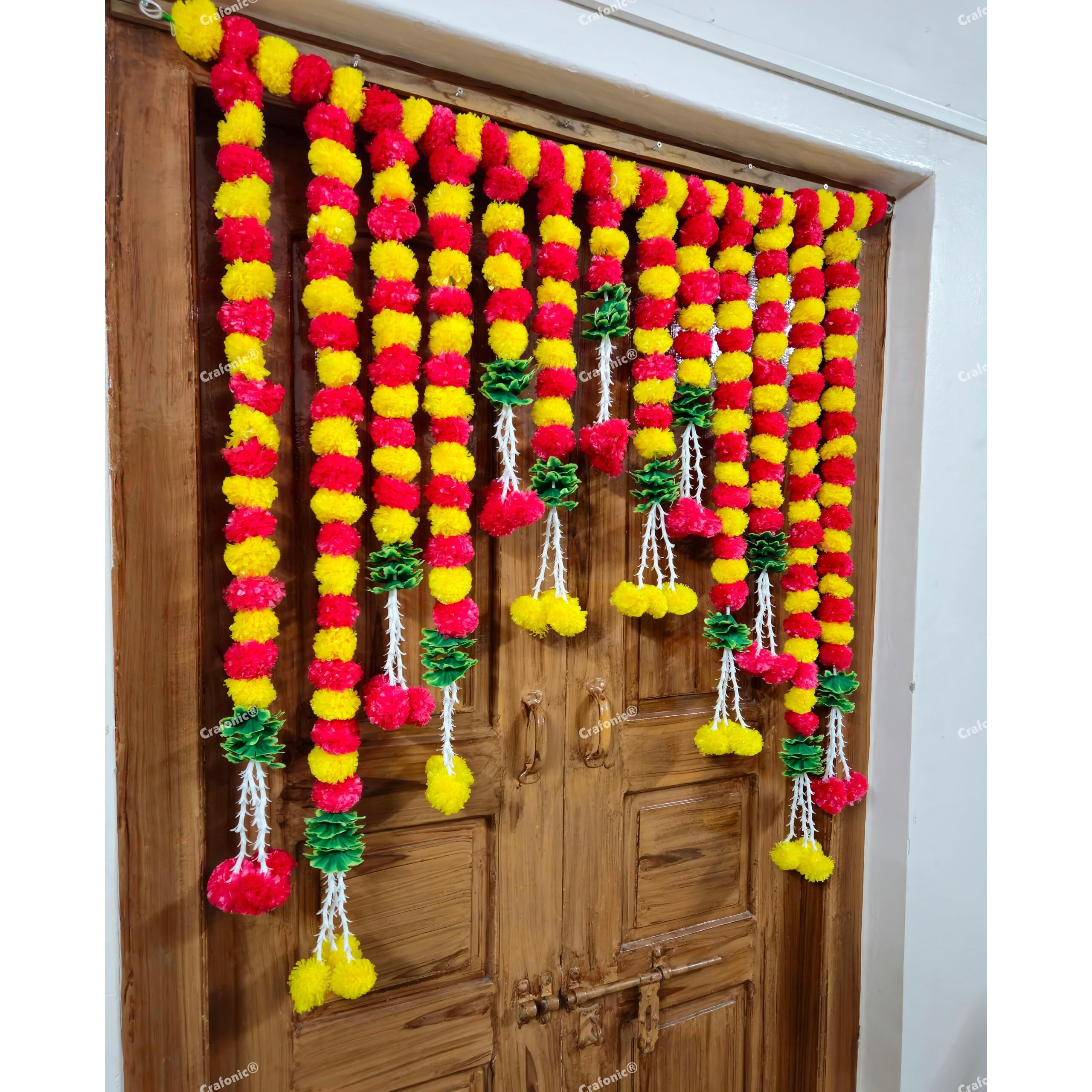 CRAFONIC Artificial flowers Garlands Toran,Door hangings| Toran for entrance door |Toran for home decoration |Temple Door Hangings for Home Office Functional Decor Diwali Ganpati Pooja Decorations