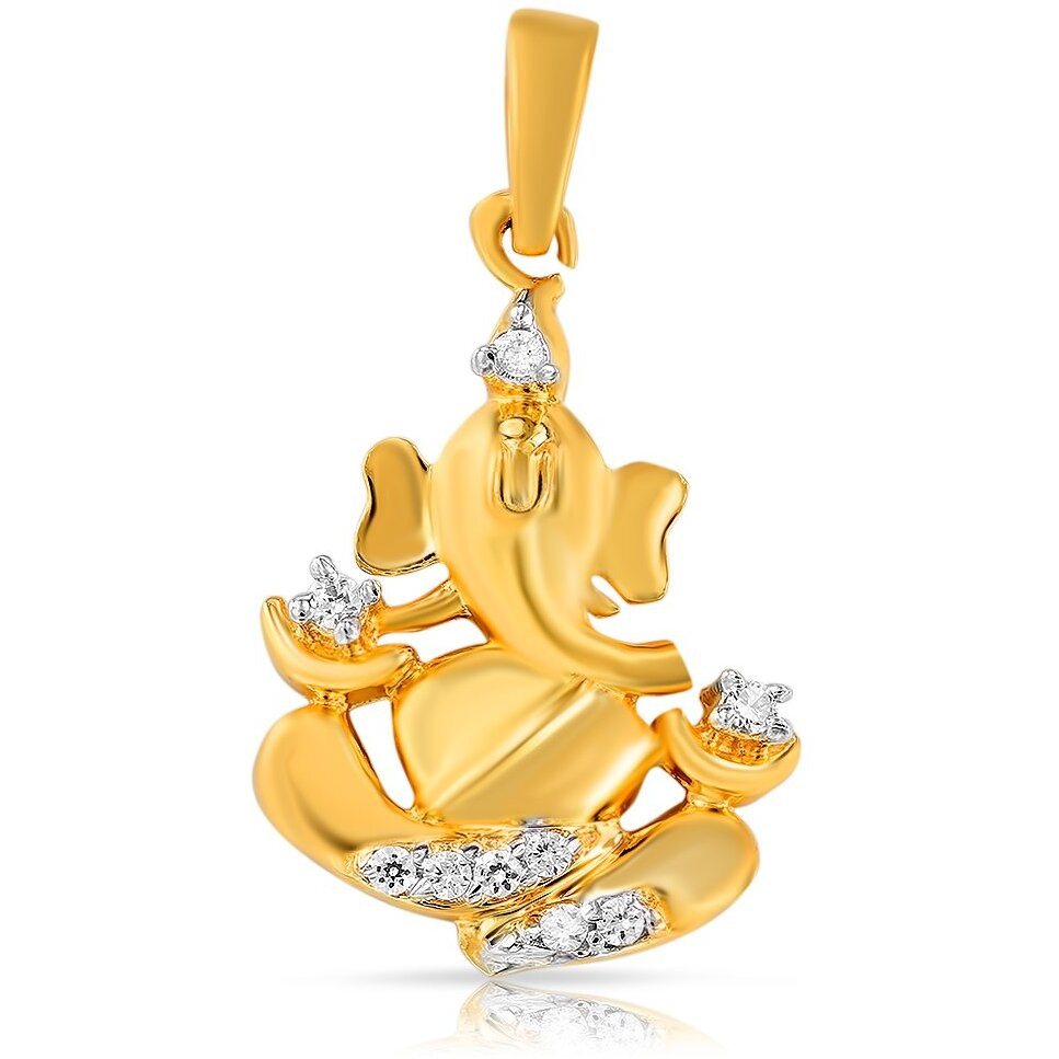 Mahi Gold Plated Unisex Ganpati God Pendant with Cubic Zirconia PS1101375G