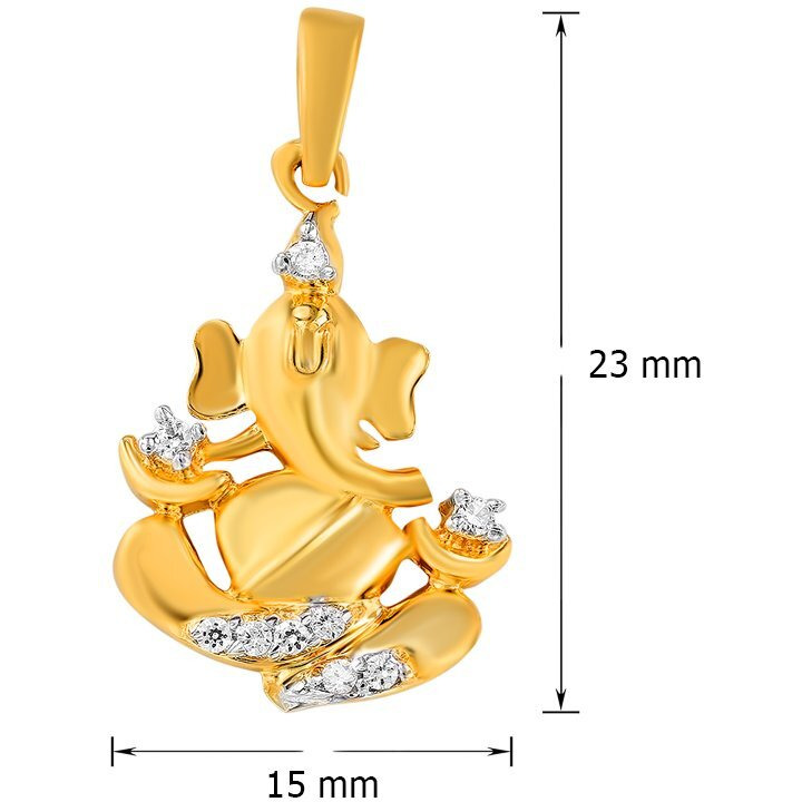 Mahi Gold Plated Unisex Ganpati God Pendant with Cubic Zirconia PS1101375G