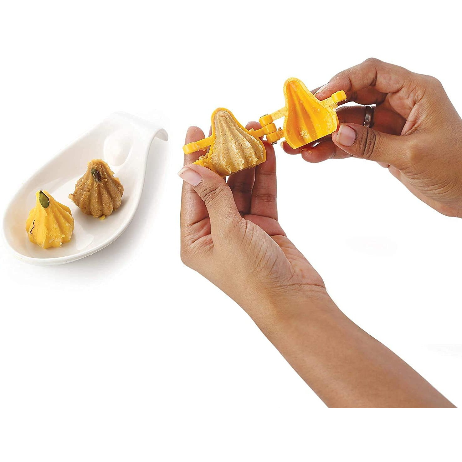 DS Modak Mould Set of 2 | Three Fold Plastic Modak Maker for Ganpati (Small, Medium, Large (2 Fold Modak Mould), Set of 3)