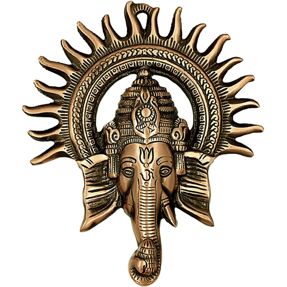 ARTSMART Metal Hanging Wall Kiran Ganesha Idol Ganpati Figurine Showpiece Lord Ganesha For Home Dcor Gifting, Brass Finish