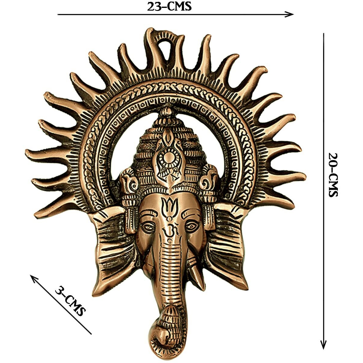 ARTSMART Metal Hanging Wall Kiran Ganesha Idol Ganpati Figurine Showpiece Lord Ganesha For Home Dcor Gifting, Brass Finish