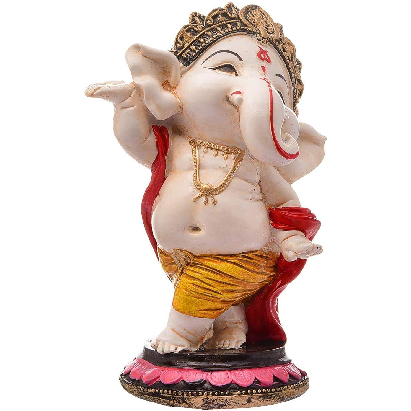 MOSTOS  Brings Superior - Dancing Ganesha Idols for Home Decoration - Ganpati Idols for Home Decor - (Size L x B x H  3 x 3 x 6.2 inches) - Set of 4 Ganesha