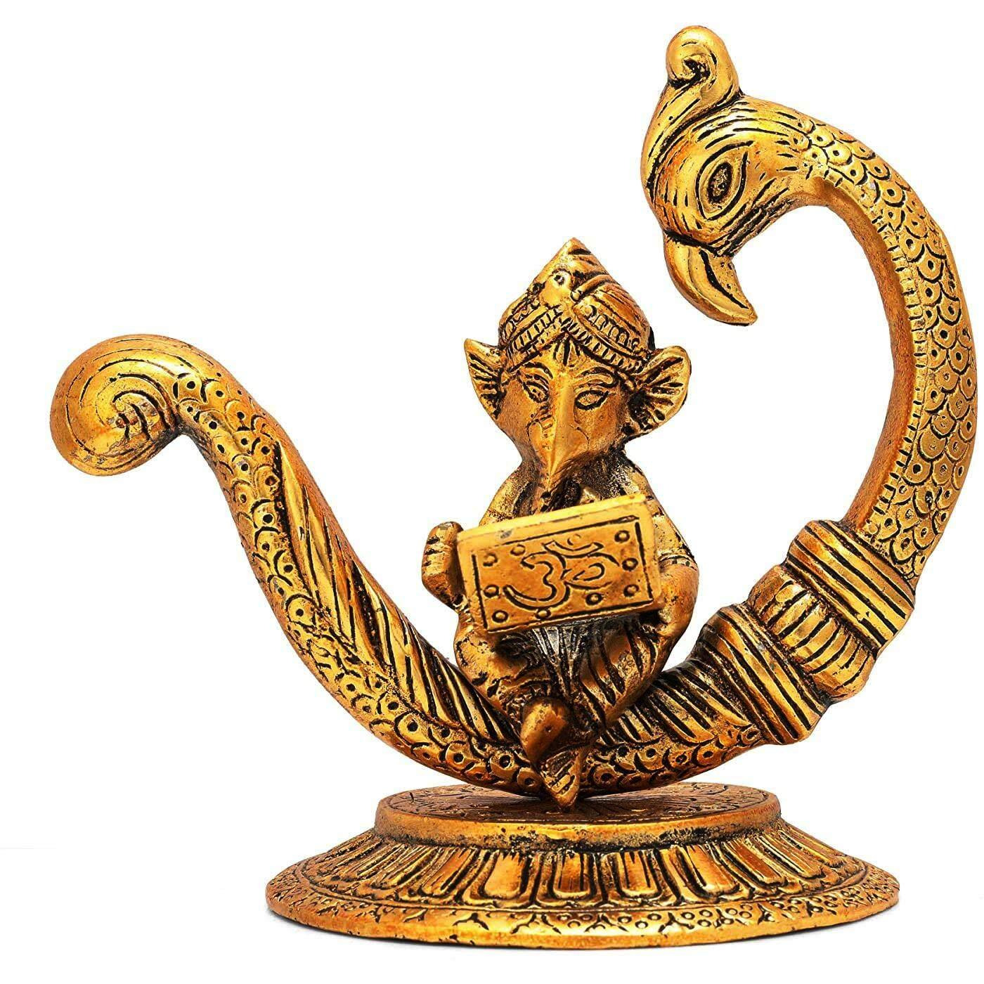 CraftVatika Metal Ganpati Working On Laptop Idol Showpiece (7 x 6.5 x 4.5)