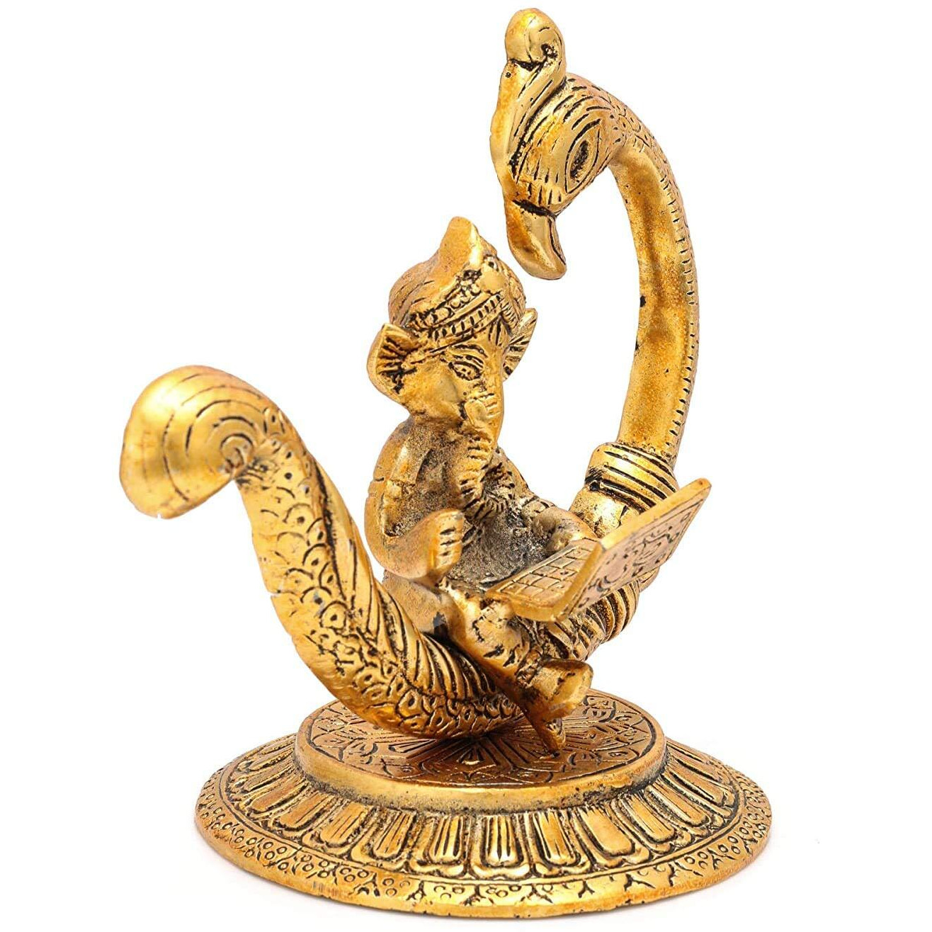 CraftVatika Metal Ganpati Working On Laptop Idol Showpiece (7 x 6.5 x 4.5)