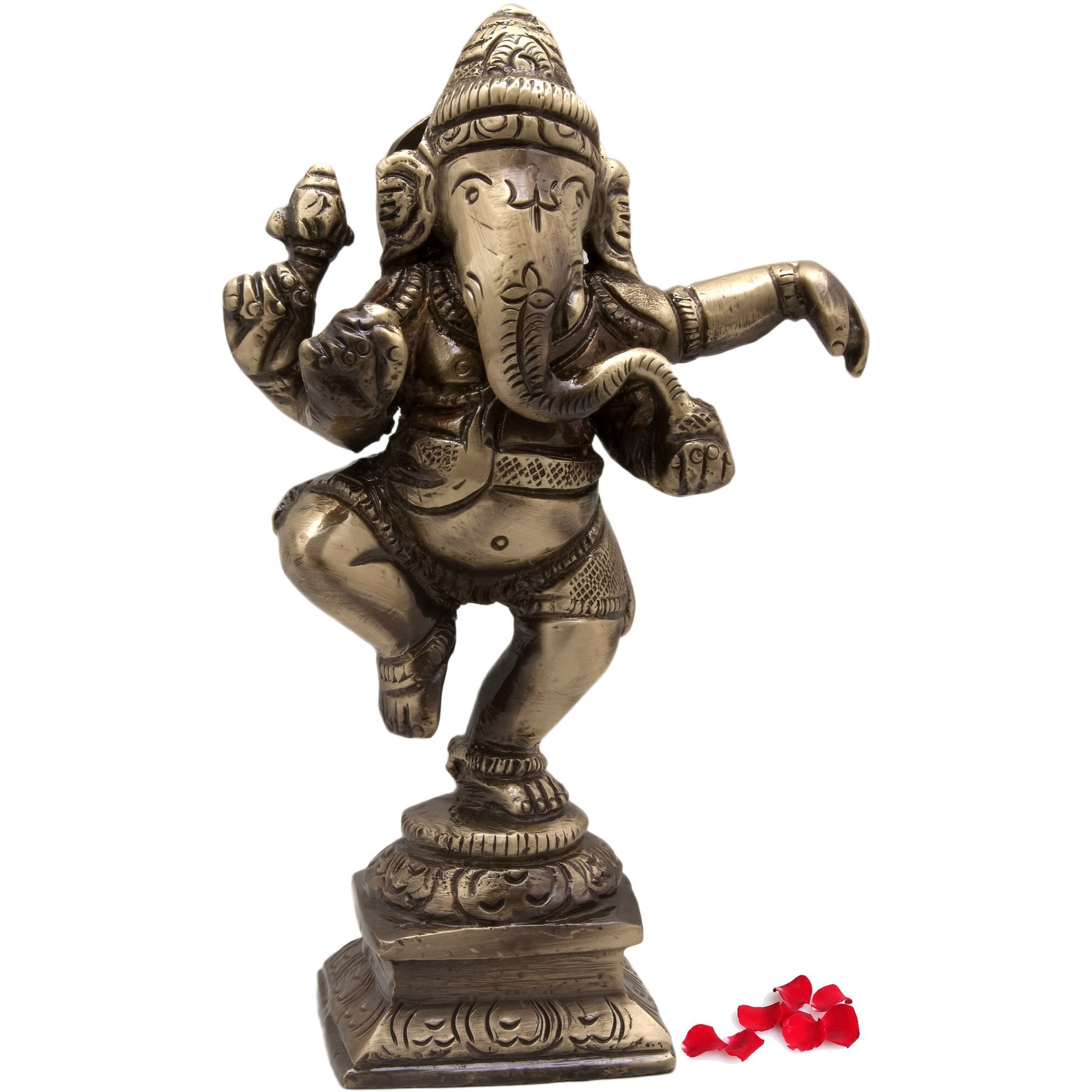 Two Moustaches Brass Dancing Ganesha Decor Idol for Home Temple, Brass Ganpati, Ganesha Statue for Home Decor, Ganesha Idol for Pooja Room, Brass Vinayaka Idol, Brass Idols for Pooja, Pack of 1