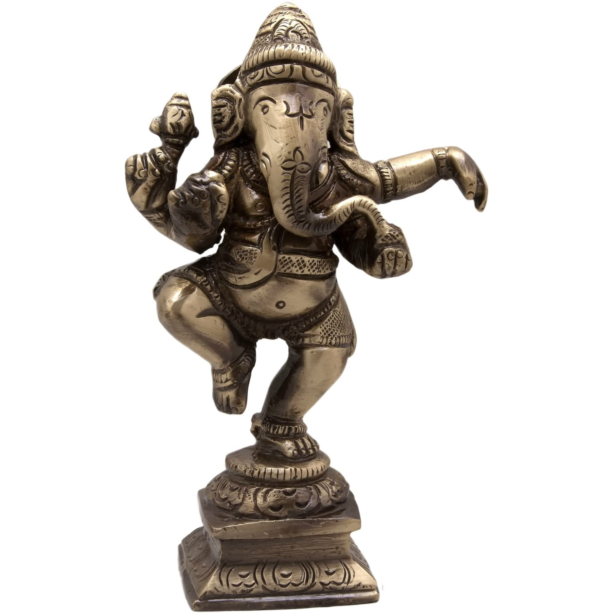 Two Moustaches Brass Dancing Ganesha Decor Idol for Home Temple, Brass Ganpati, Ganesha Statue for Home Decor, Ganesha Idol for Pooja Room, Brass Vinayaka Idol, Brass Idols for Pooja, Pack of 1