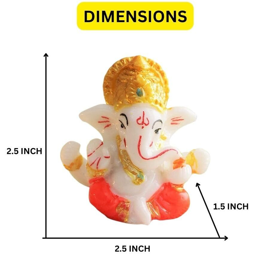 CraftVatika Polyresin Ganesha Idol Set of 5 for Home Decor, Diwali Return Gift, Car Dashboard, Ganesh Murti Showpiece Gift 2.5 x 2.5 Inch