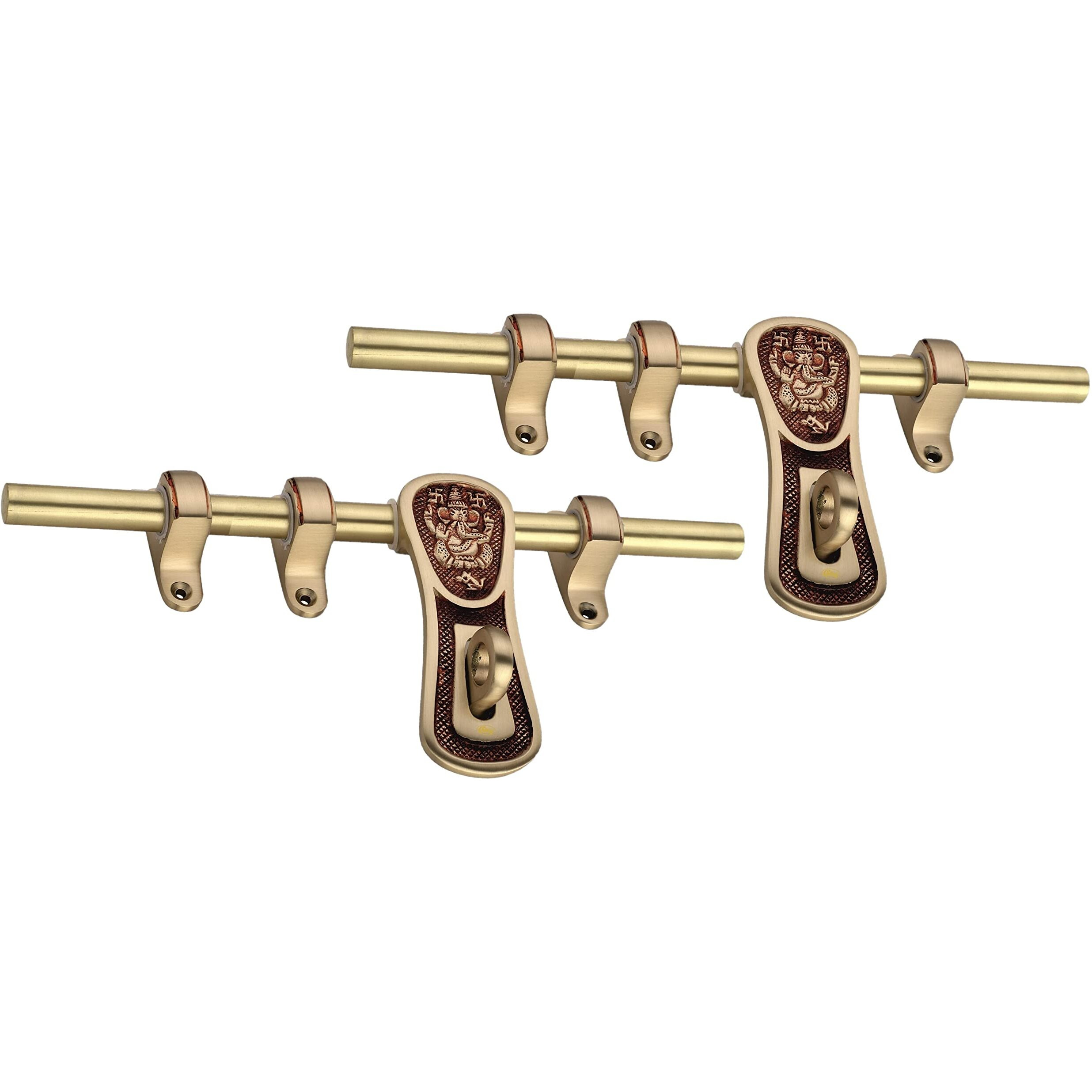 Chitra Ganesh Ji Series Brass Heavy Aldrop for Single Door for Home/Office Door Pack of 2 (Matt Brush Golden Copper, 8 Inch)