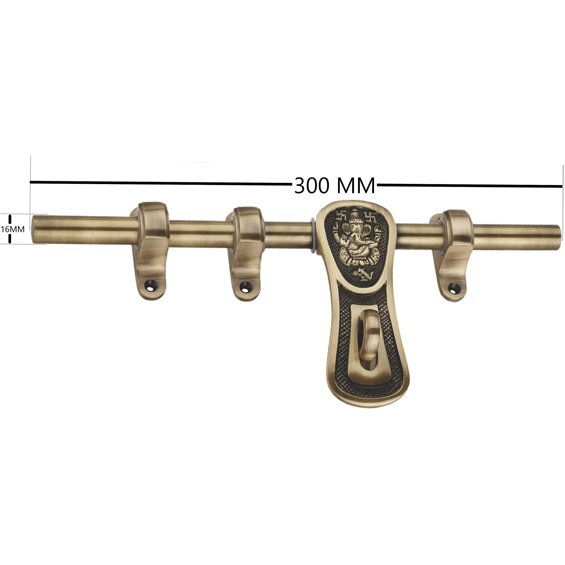 Chitra Ganesh Ji Series Brass Heavy Aldrop for Single and Double Door for Home/Office Door (Antique Brass, 12 Inch)