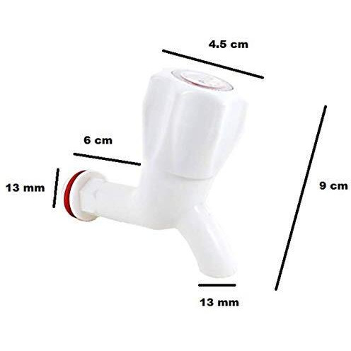 G Shri Ganesh White PVC Plastic Bib Cock/ Water Taps for Kitchen Bathroom Wash Basins - Set of 12 (1/2, 15 mm)Type PVC Taps Faucet for Hot and Cold Water, Glossy