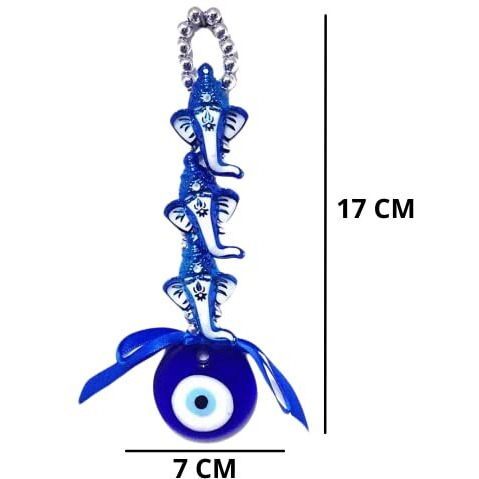 GJ Vastu 3 Ganesh Evil Eye Ganesha Hanging for Home Car - Blue