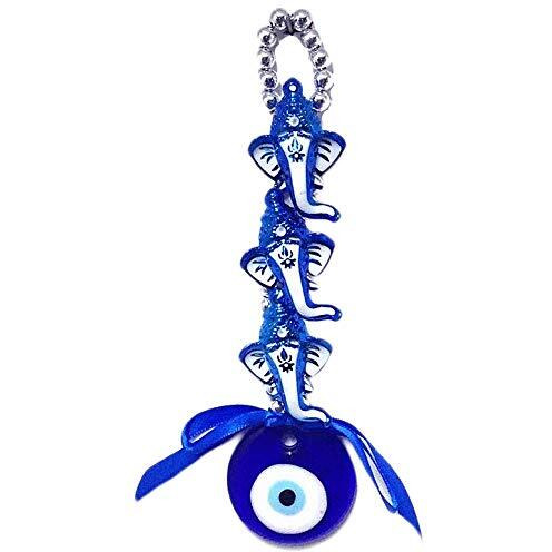 GJ Vastu 3 Ganesh Evil Eye Ganesha Hanging for Home Car - Blue