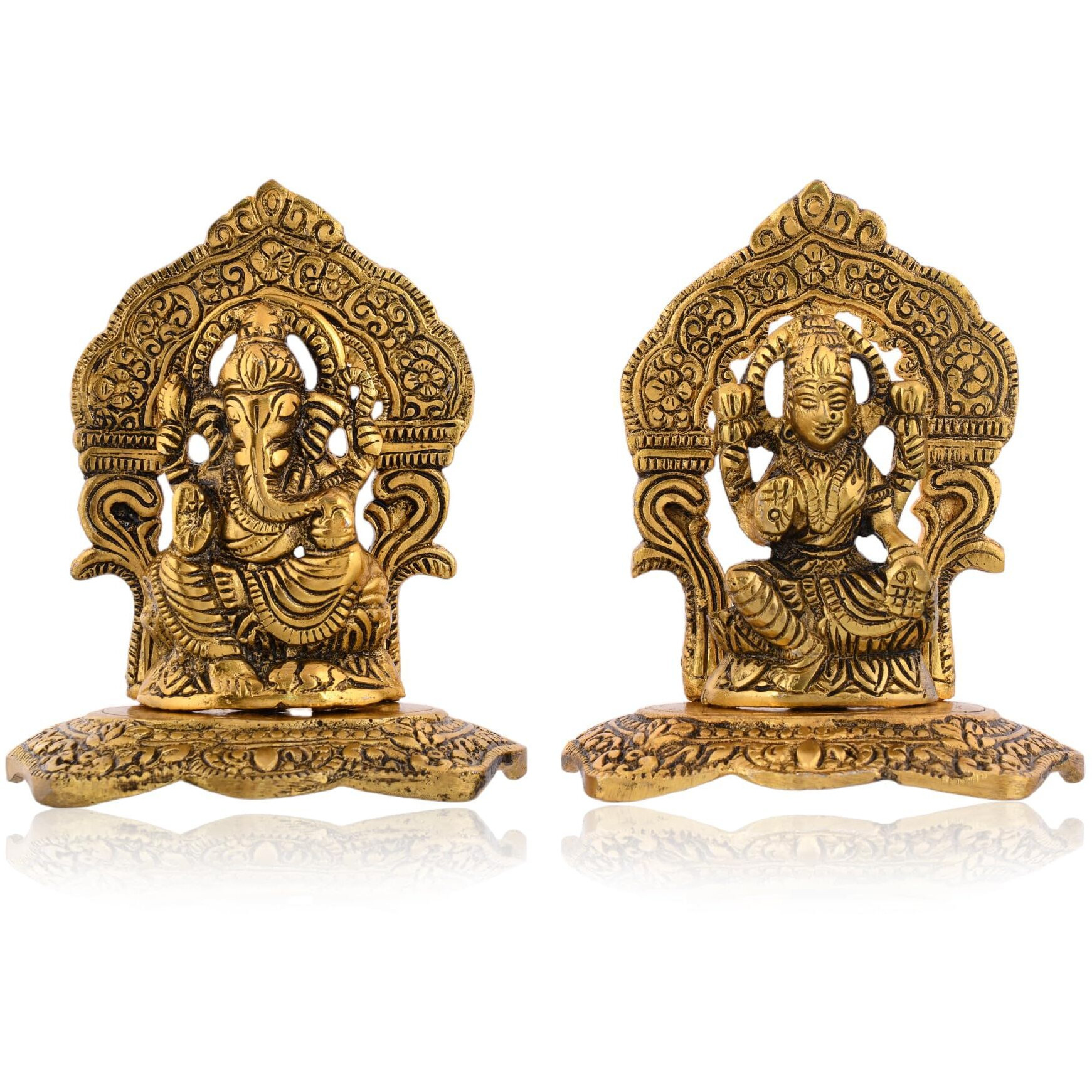 CraftVatika Metal Laxmi Lakshmi Ganesh Gift Items for Cooperate, Anniversary, Wedding Gift, Housewarming with Velvet Box Packing (Set of 1)