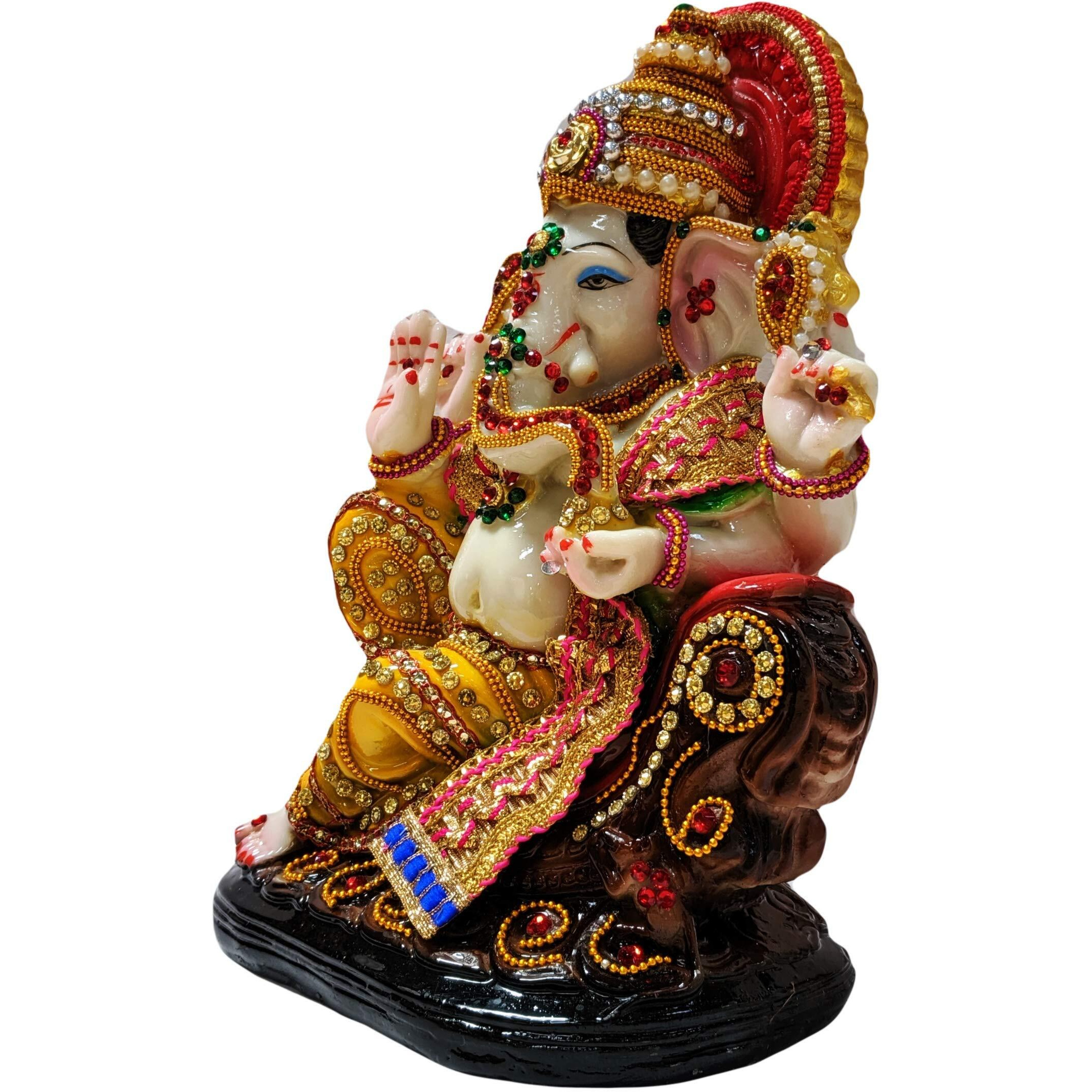 Sacred Blessings Resin Lord Ganesha Idol Ganesh Murti Statue Home Decor Ganeshji for Gift Showpiece (19 x 12 x 25) cm Multicolour,1 Piece