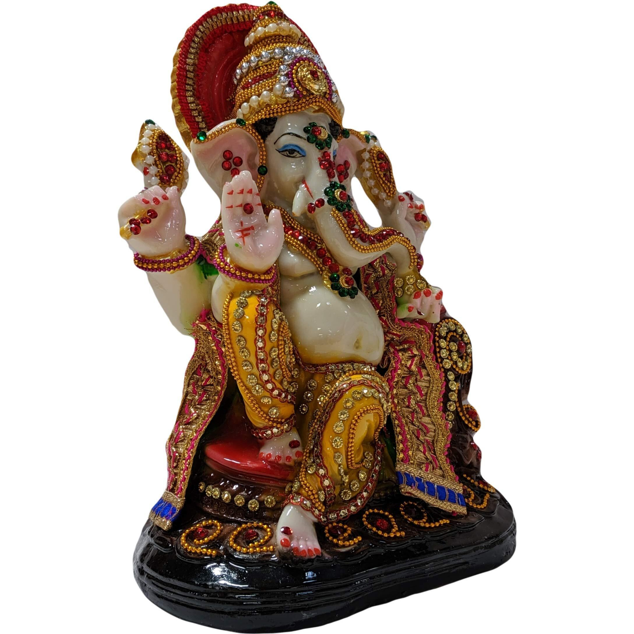 Sacred Blessings Resin Lord Ganesha Idol Ganesh Murti Statue Home Decor Ganeshji for Gift Showpiece (19 x 12 x 25) cm Multicolour,1 Piece