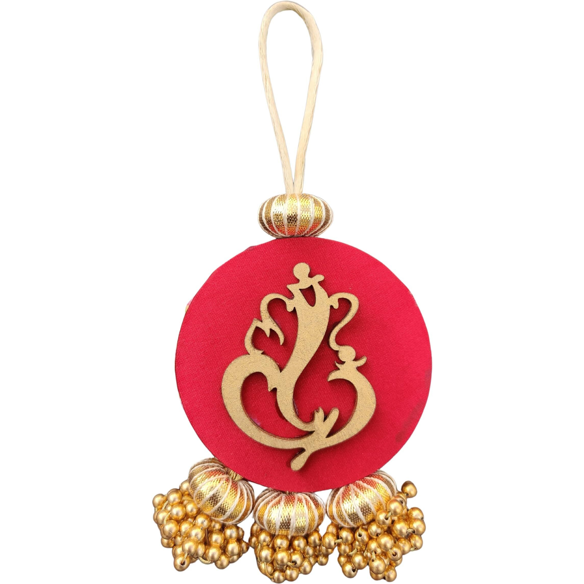 Ganesh Charm Door Hanging Elegant Handcrafted Dcor for Entrance & Festivities Perfect for Diwali & Home Celebrations with Authentic Indian Design (Ganesh Charm - RED)