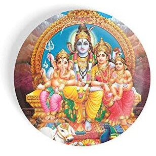 dhcrafts Fridge Magnet Multicolor Shiva Parvati Ganesh Murugan Family Glossy Finish Design Pack of 1