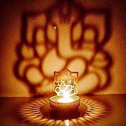 Indian Art & Crafts | Decorative Lord Ganesh/Ganesha Shadow Tea Light, Lamp, Holder for Diwali/Home Decor/Table Diya, PujaShadow Diwali | shadowdiya for puja (5)