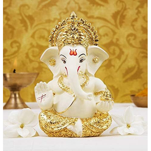 Gold Art India Gold Silver Black Plated Ganesha Murti and Makhan Krishna Idol for Home Decor | Laddu Gopal murti for Gifting | Makhan Chor Idol | Puja Lord Krishna Ganesh Statue Gift Figurine