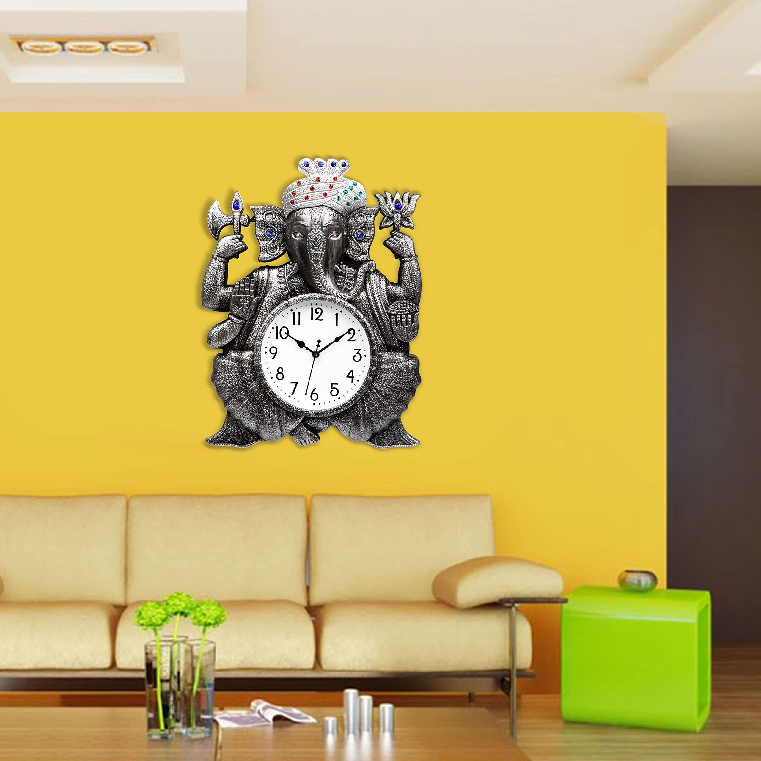 Harbour Analog Latest Stylish New Models Wall Clock with God Ganesh Frame for Home Living Room Hall Bedroom (Size Height 43 CM X Width 33 CM)- Home Decor Big Size Wall Clock Gns SN 2