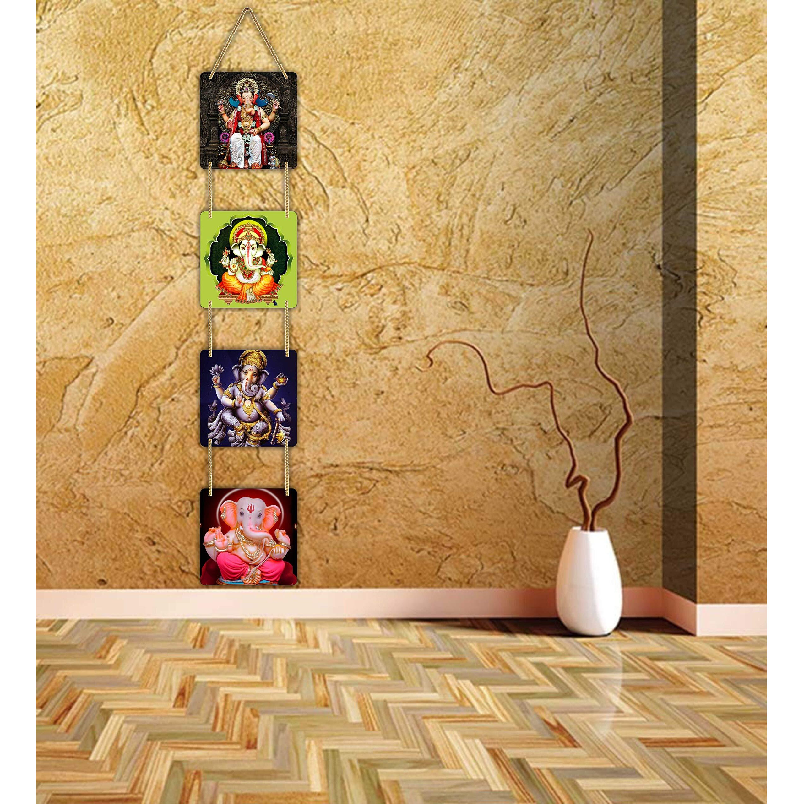 CVANU Designer Wooden Wall Hanging Board Plaque Sign for Room Decoration/Decorative Items Ganesh Modern Art (35inch x 5.75inch) CV_13