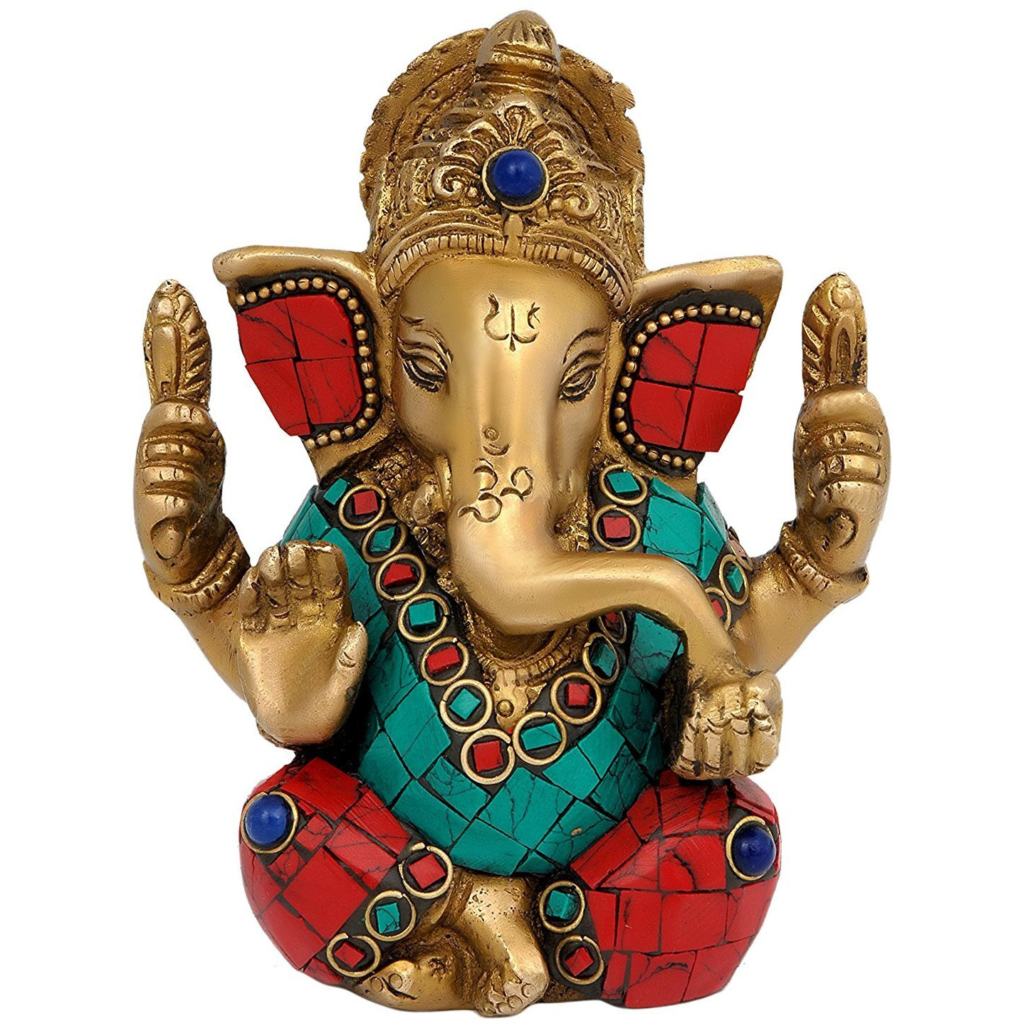 Idol Collections Brass Indian Ganesha Ganesh Murti Idol Statue Height 4.25 Inches