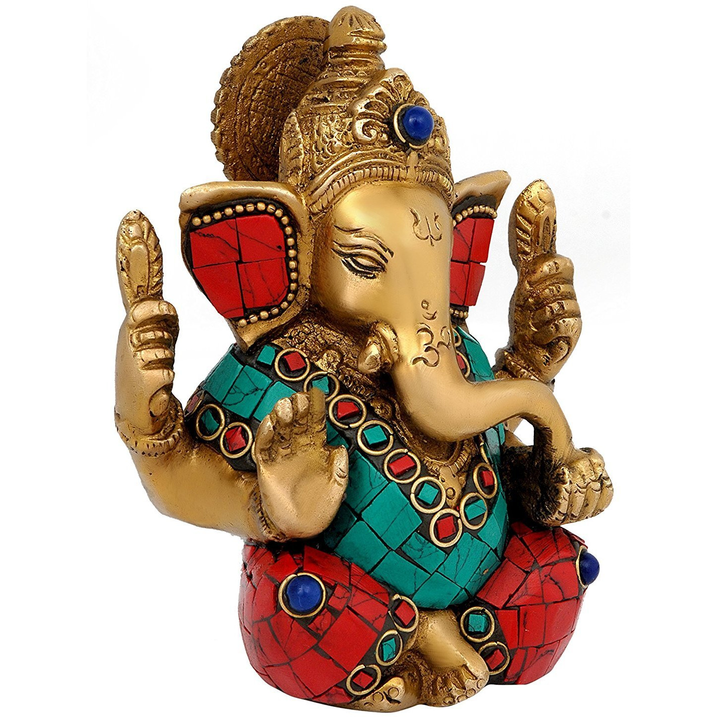 Idol Collections Brass Indian Ganesha Ganesh Murti Idol Statue Height 4.25 Inches