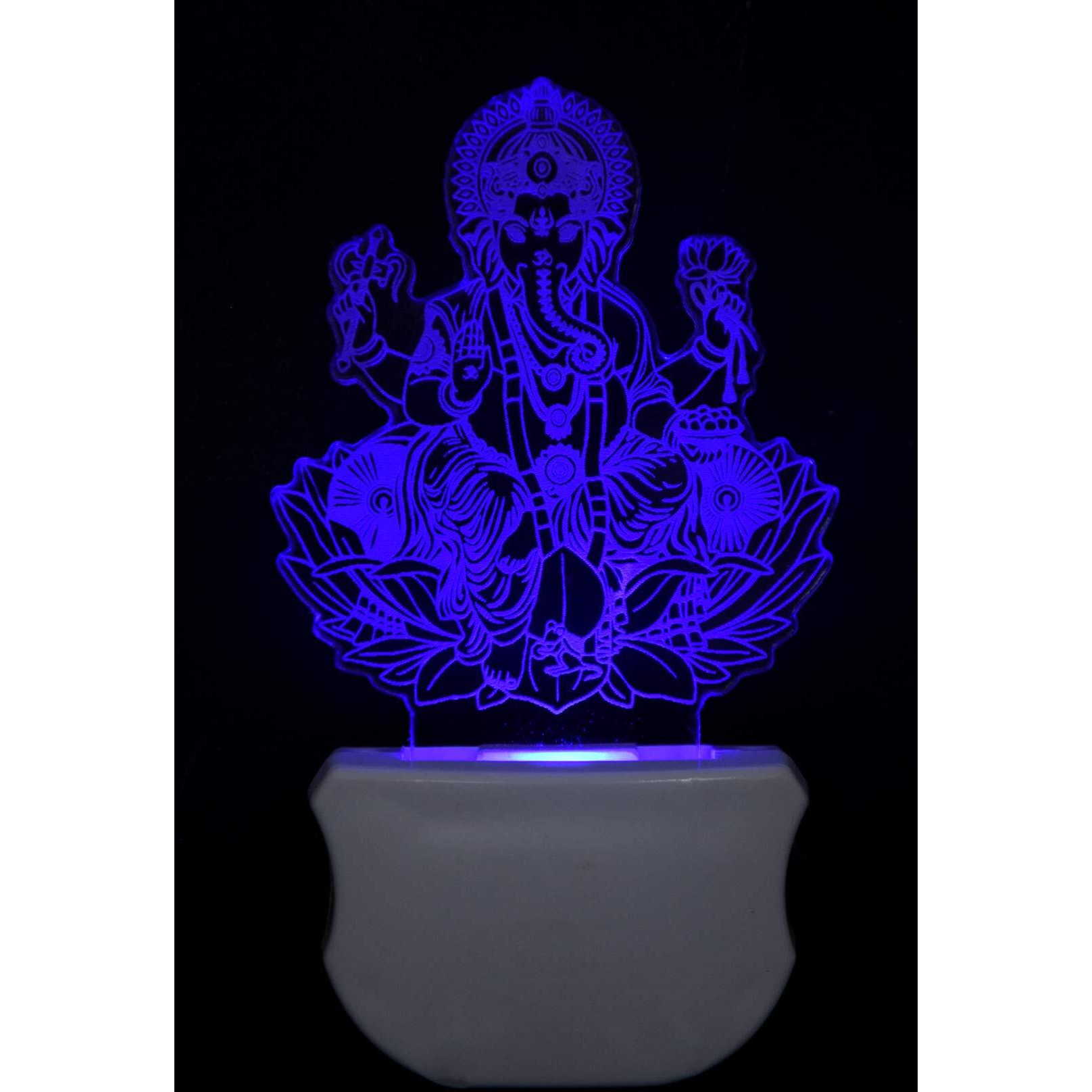 ZULKA Get Your Traditions Lord Ganesh 3D Illusion Multicolor Acrylic Night Lamp for Bedroom,Kids Room(Pack of 1)