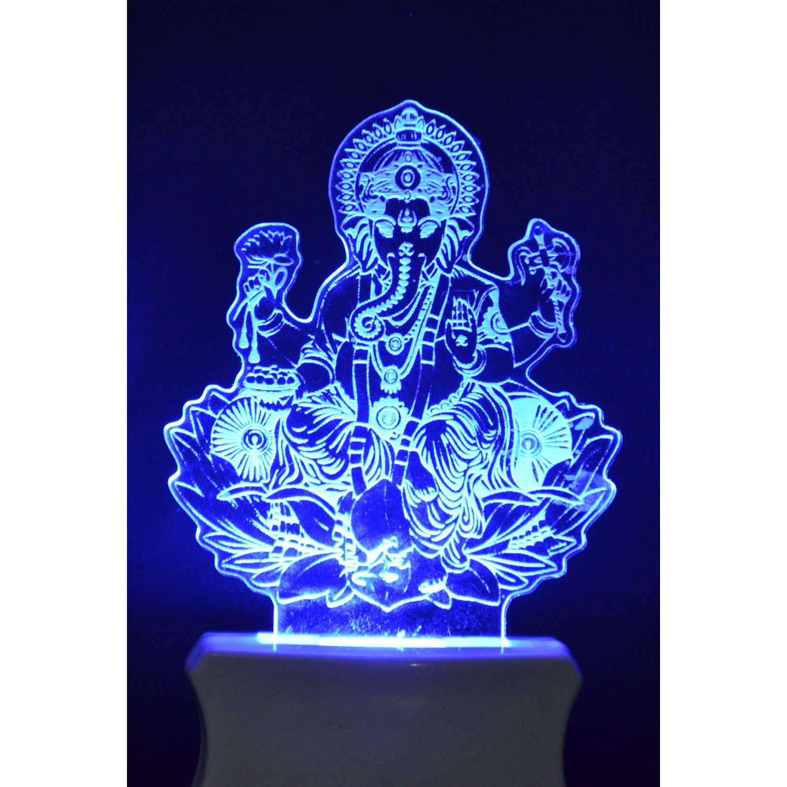 ZULKA Get Your Traditions Lord Ganesh 3D Illusion Multicolor Acrylic Night Lamp for Bedroom,Kids Room(Pack of 1)