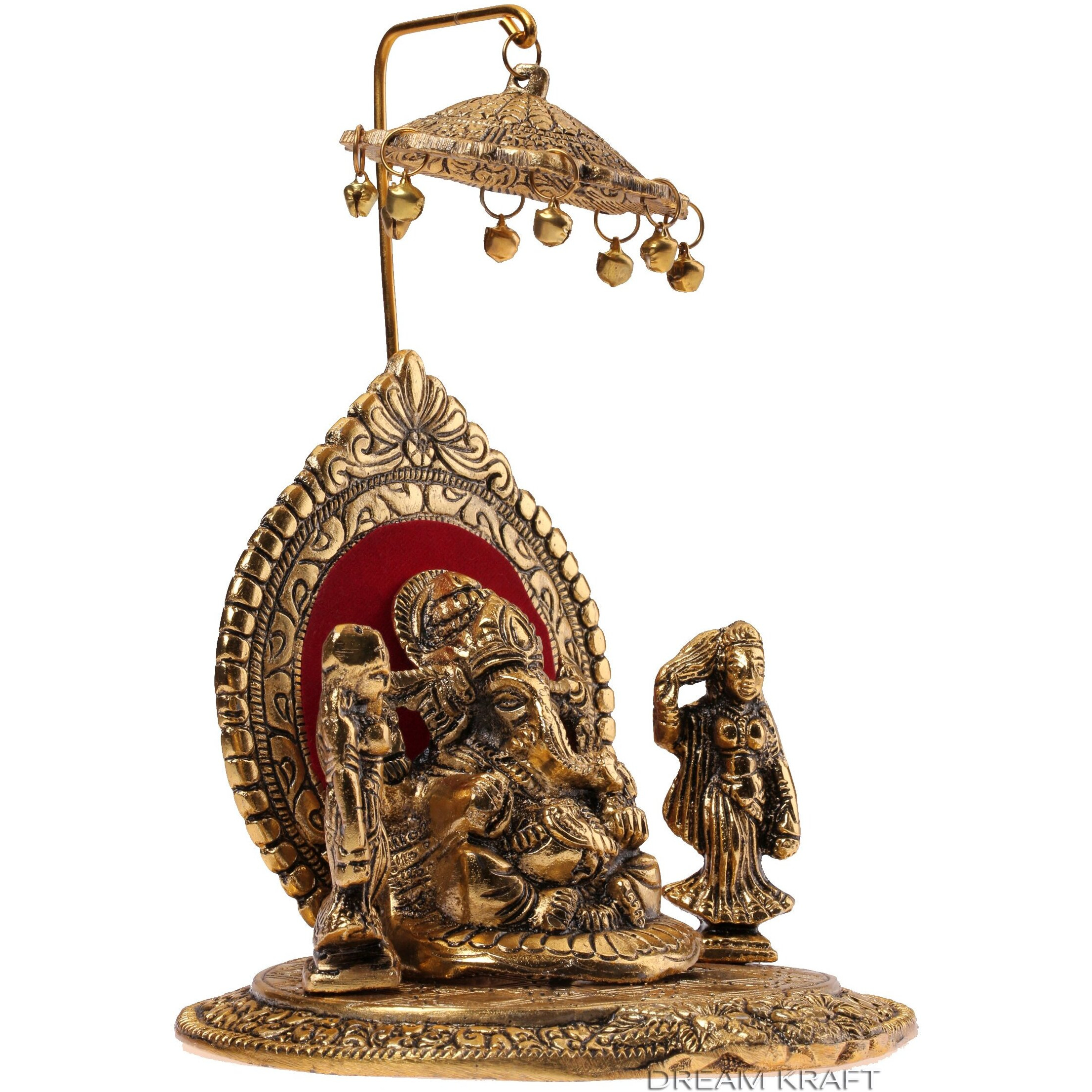 DreamKraft Riddhi Siddhi Ganesh Showpiece Metal Showpiece Idol for Home Decor, Office, Pooja Room Temple and Gifting