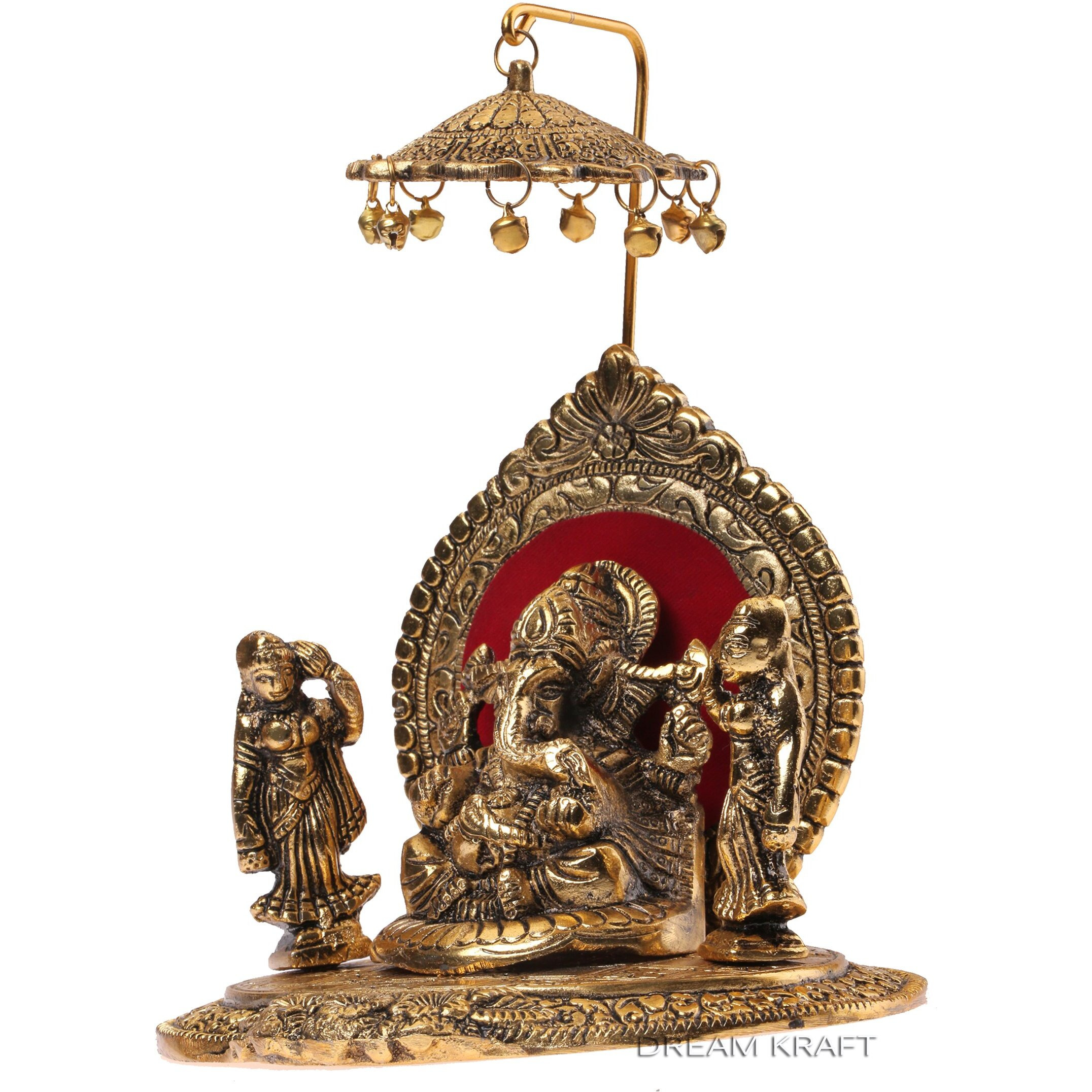 DreamKraft Riddhi Siddhi Ganesh Showpiece Metal Showpiece Idol for Home Decor, Office, Pooja Room Temple and Gifting