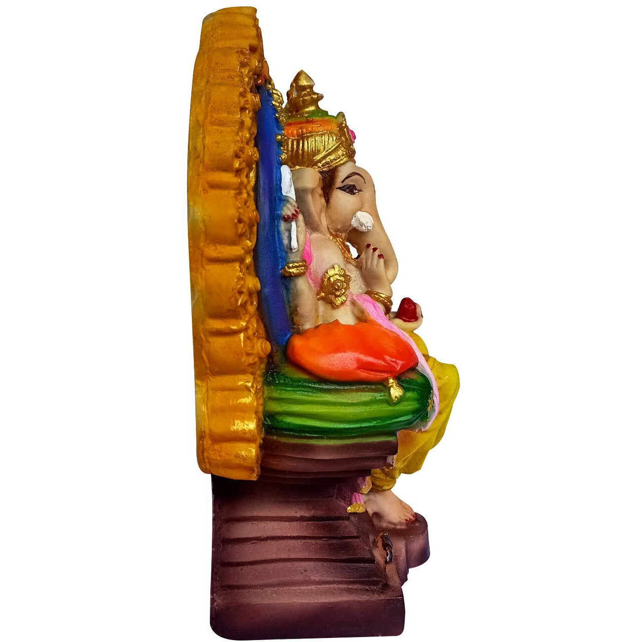 Newven Ganapathy showpiece Ganapati Idol Ganapathi Murti Ganesh Statue Home Decor House Warming Gift for Living Room (Multicolour, 21 cm X 14 cm X 9 cm)