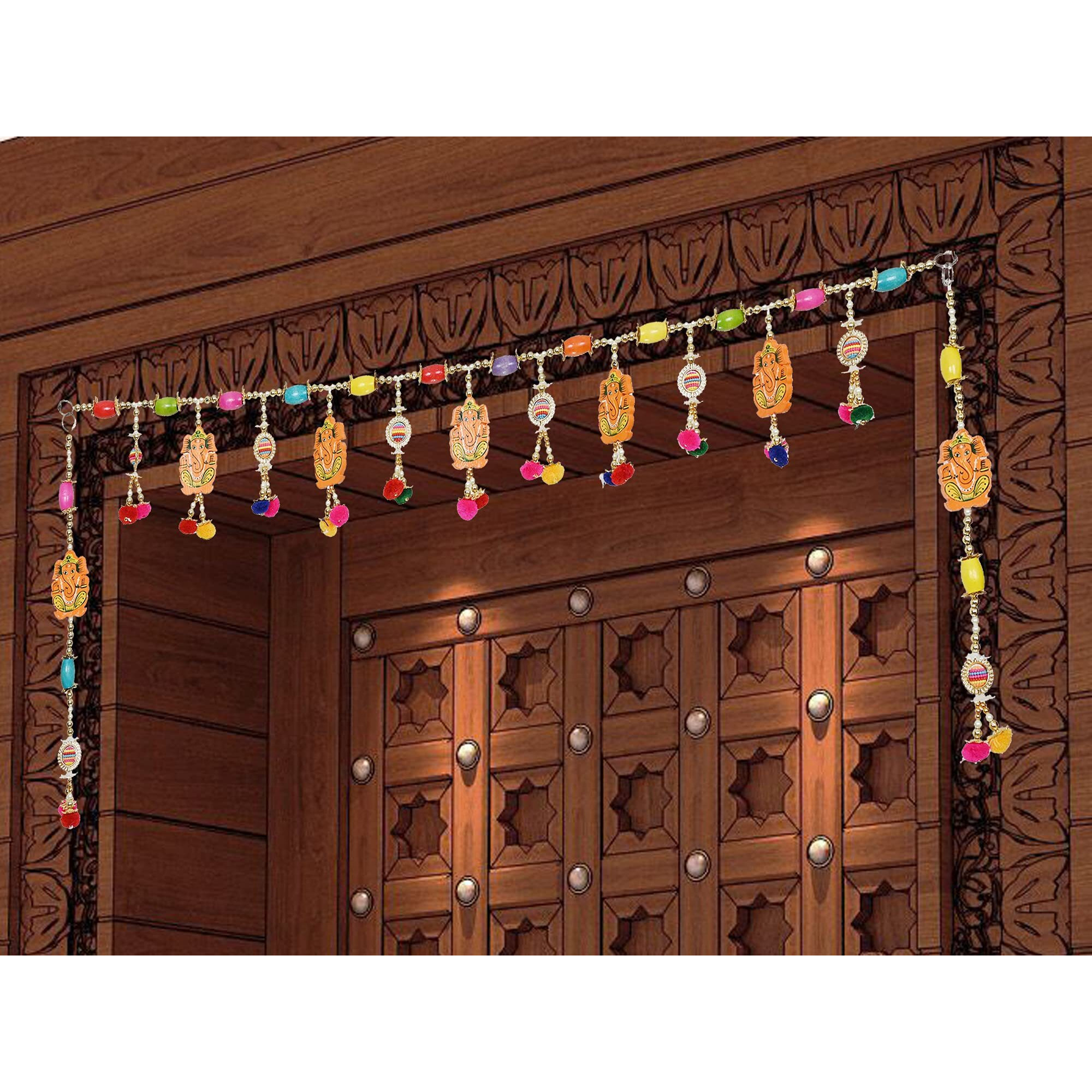 Fancy Toran for Diwali Decoration Home Decor Bandhanwar Toran for Door Hanging Wall Hanging Ganesh Bandarwal for House Multicolor (Size 38 Inches x 17 Inches)