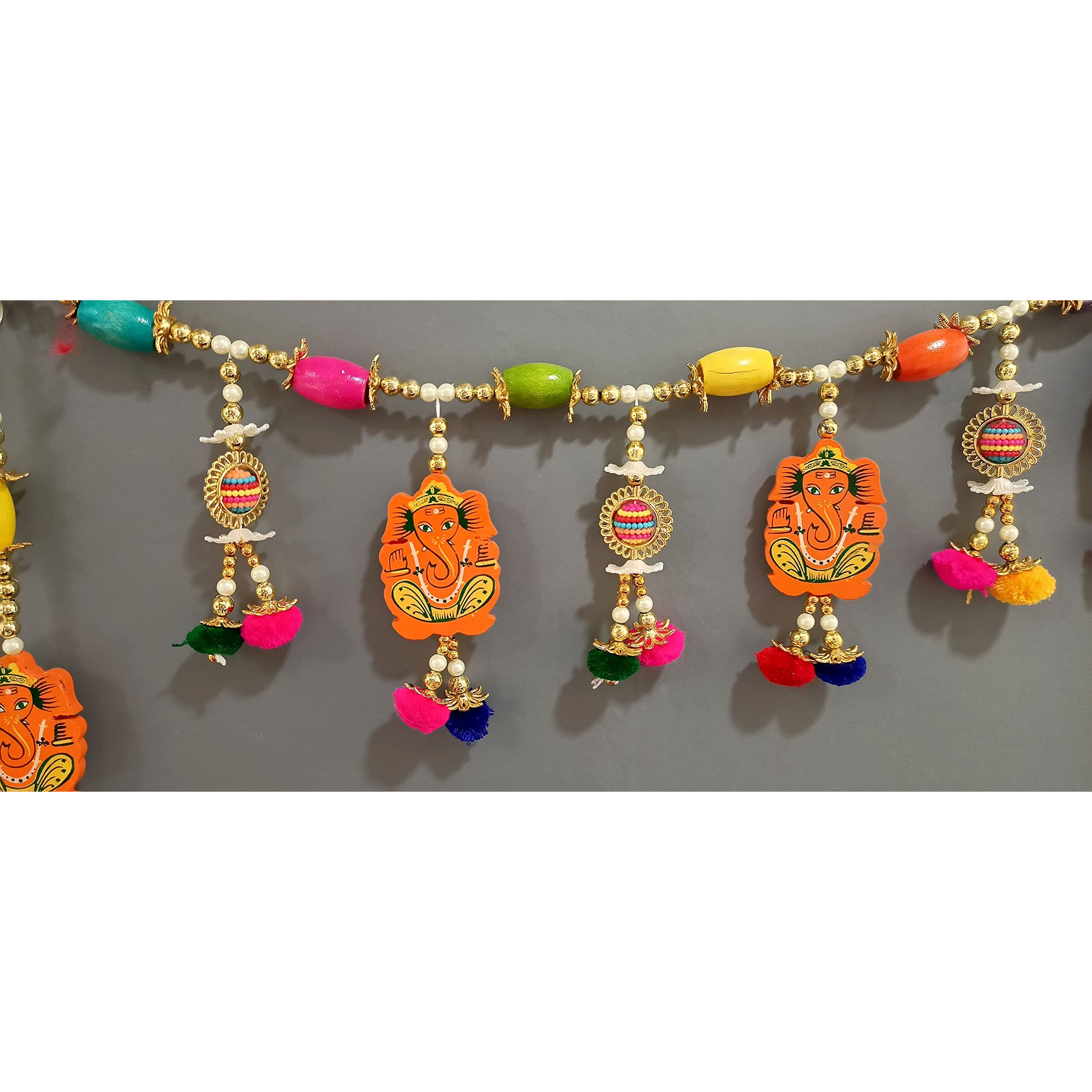 Fancy Toran for Diwali Decoration Home Decor Bandhanwar Toran for Door Hanging Wall Hanging Ganesh Bandarwal for House Multicolor (Size 38 Inches x 17 Inches)